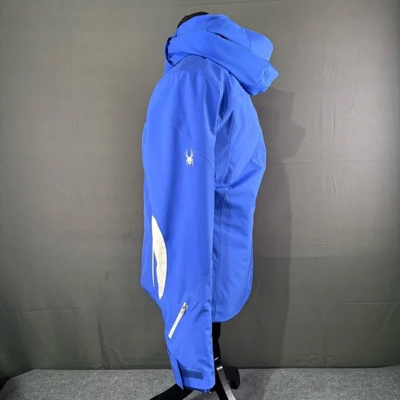 Spyder Jacket Women’s 4 Spring Full Zip Hooded Performance Lined Gorp White Blue - Picture 2 of 16